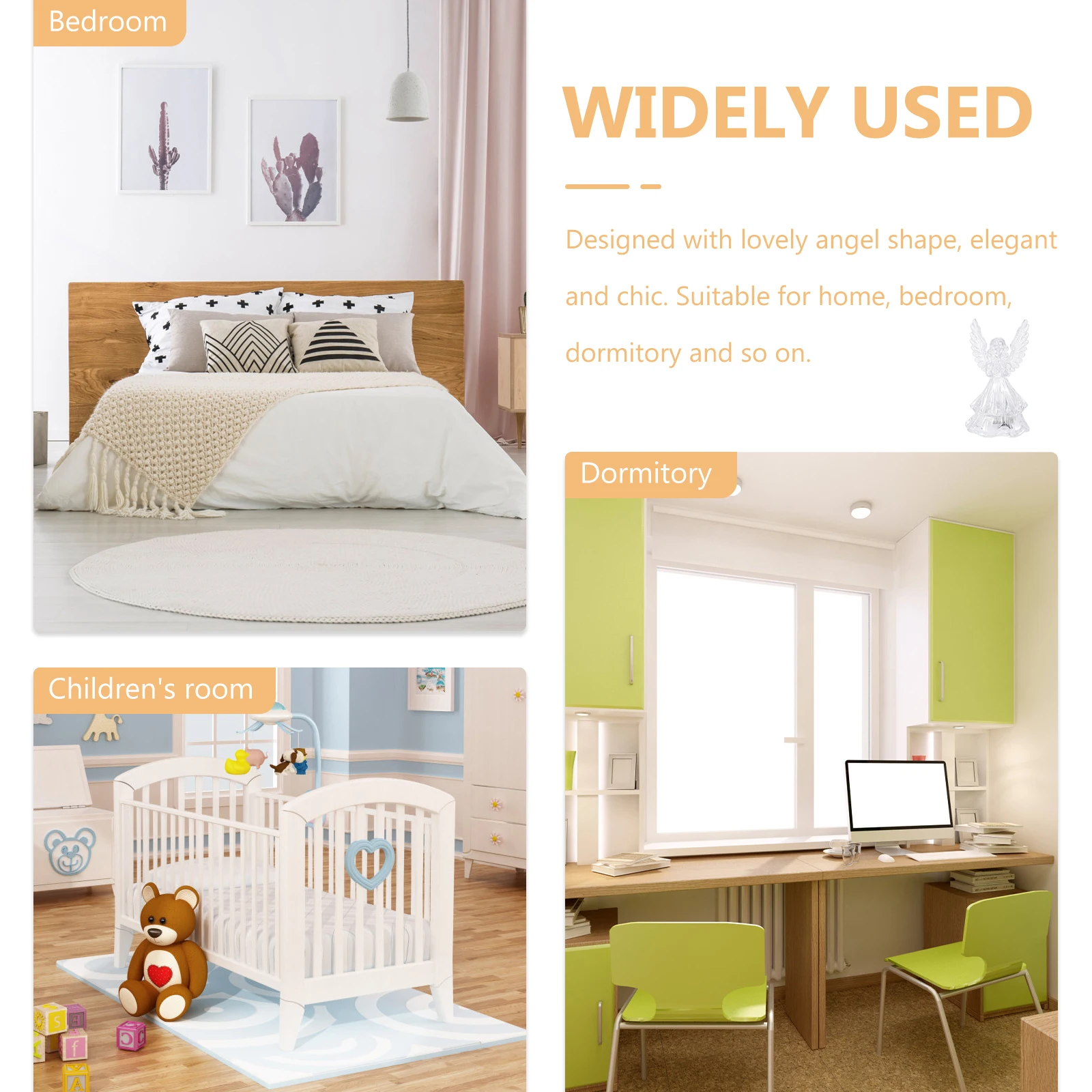 

5Pcs Angel-Shaped Small Night Lamp Lovely Compact Night Light for Kids Bedroom Desktop Table Lamp Decor Angel Light