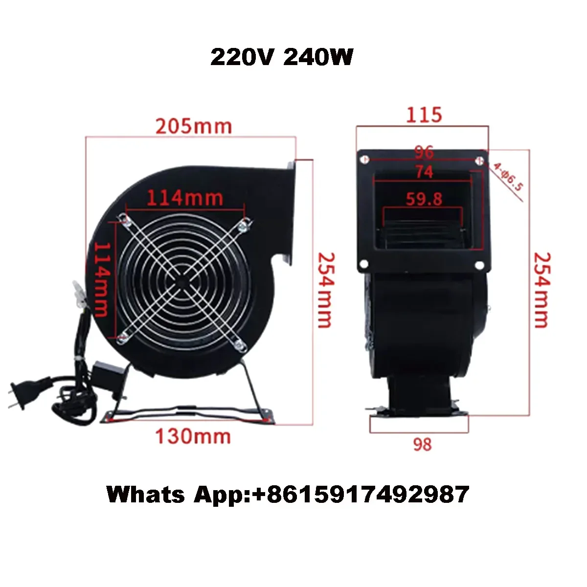

(1PCS) 220V 240W Small Dust Exhaust Electric Blower Power Frequency Centrifugal Fan Centrifuge Air Blower Fan