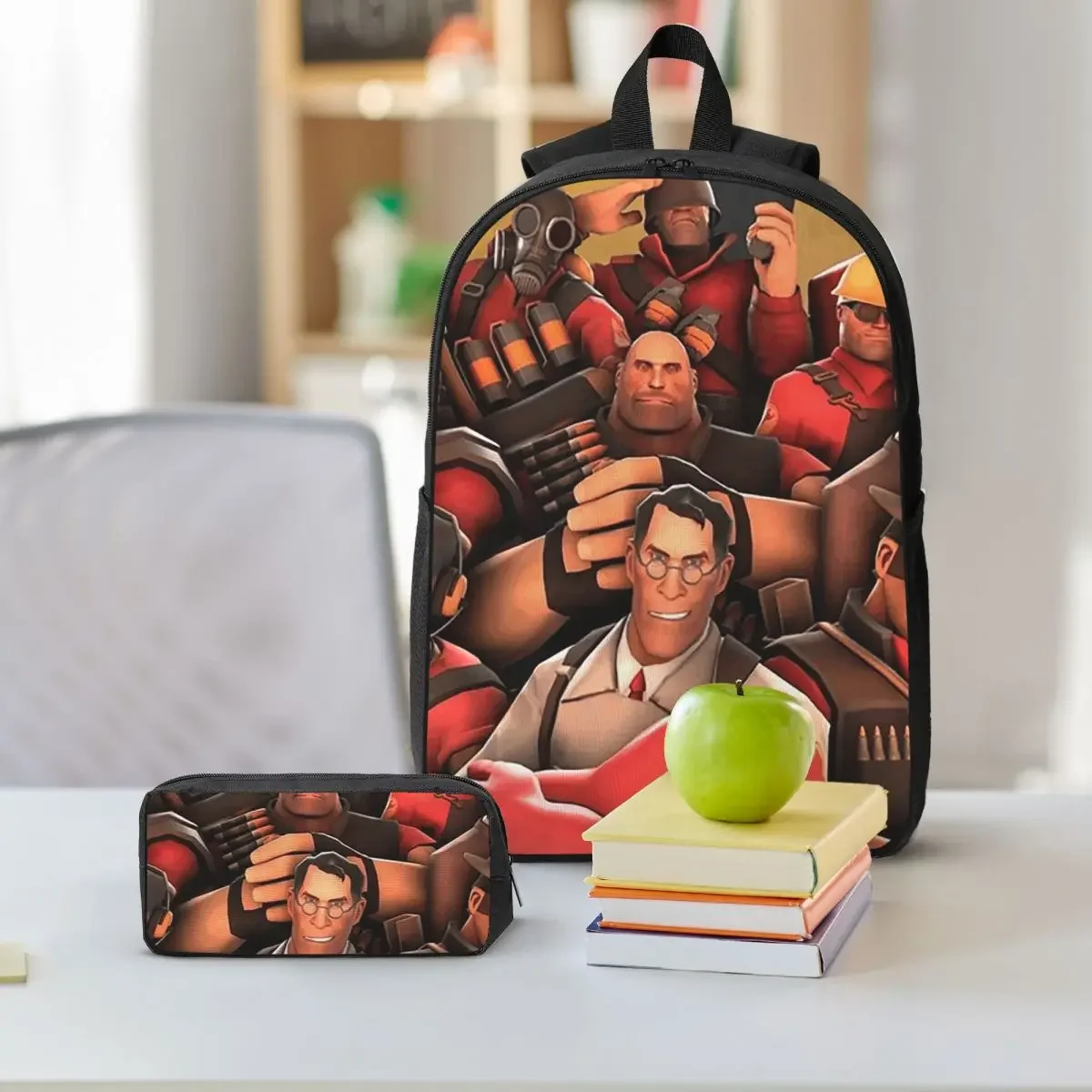 Team Fortress 2 Poster Art Backpack Boys Girls BookBag School Bag Laptop Shoulder Bags 3ps Insulated Lunch Bag Pencil Case
