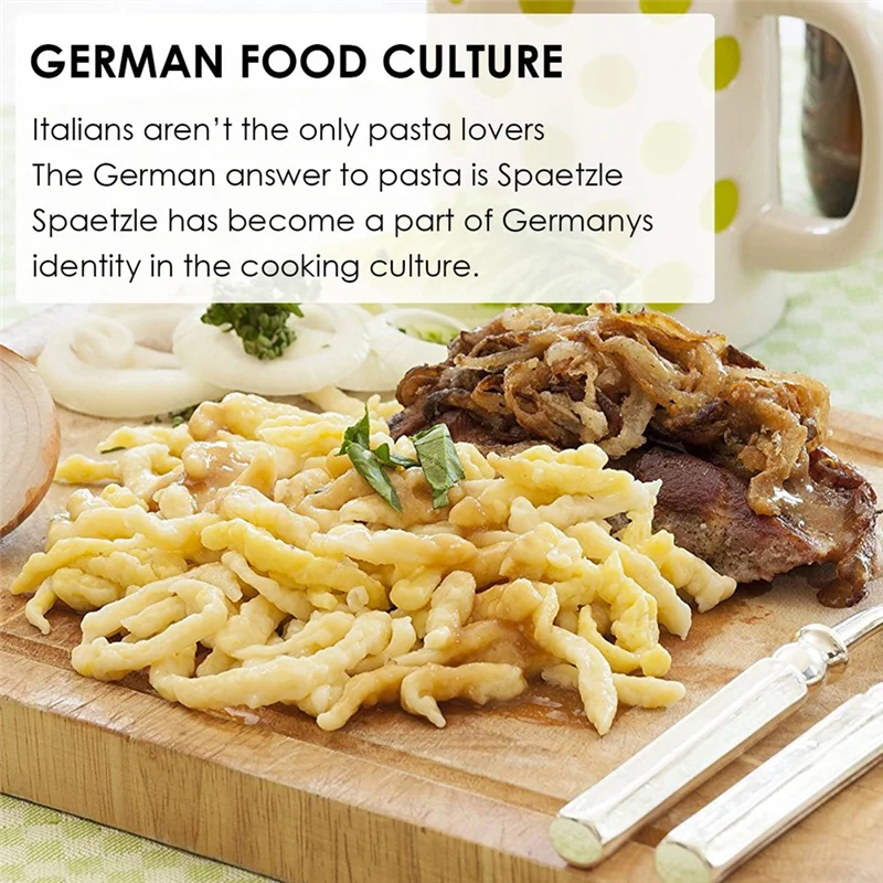 

A29M-Stainless Steel Spaetzle Maker Lid With Scraper Traditional German Egg Noodle Maker Pan Pot Spaghetti Strainer