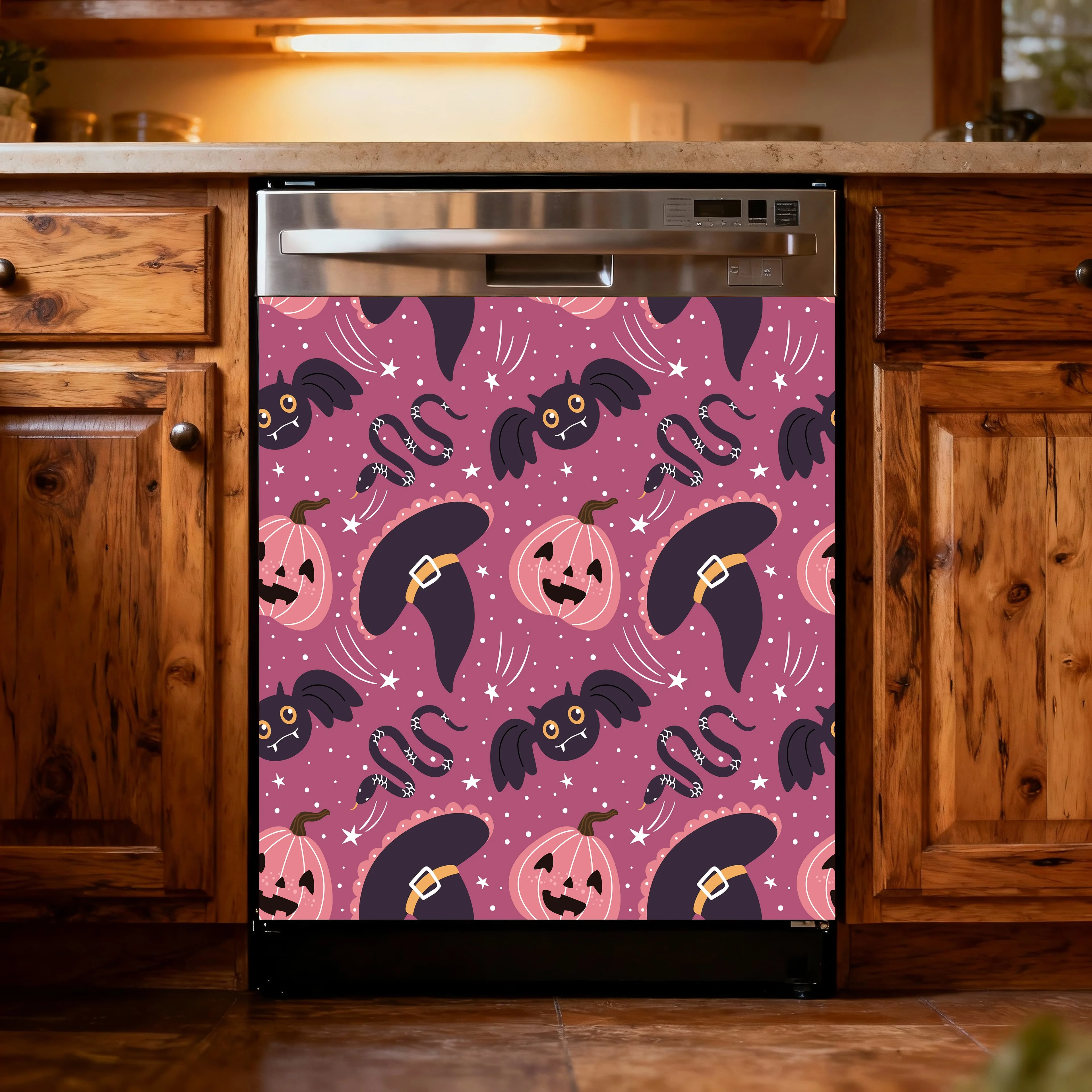 Halloween Holiday Appliance Decal Dishwasher Sticker Self‑Adhesive Wallpaper for Cabinets Wardrobe Door Ornamental Decoration