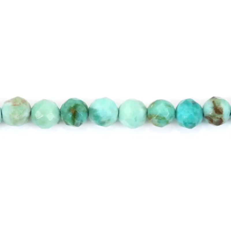 Peruvian Turquoise Beads Strand Faceted Round 3mm For Making Jewelry Bracelet Craft DIY Necklace Earrings