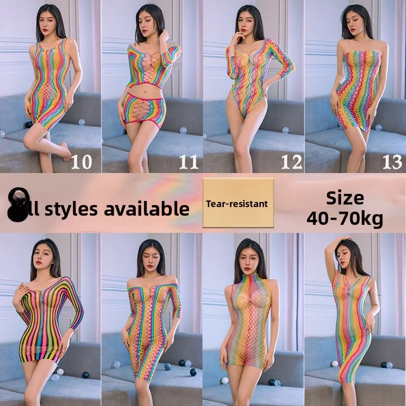 섹시한 투명 컬러풀 여성용 망사 세트 슬립웨어 스타킹 란제리 클리어 펀 매혹적인 디자인 중국산 2025년 봄