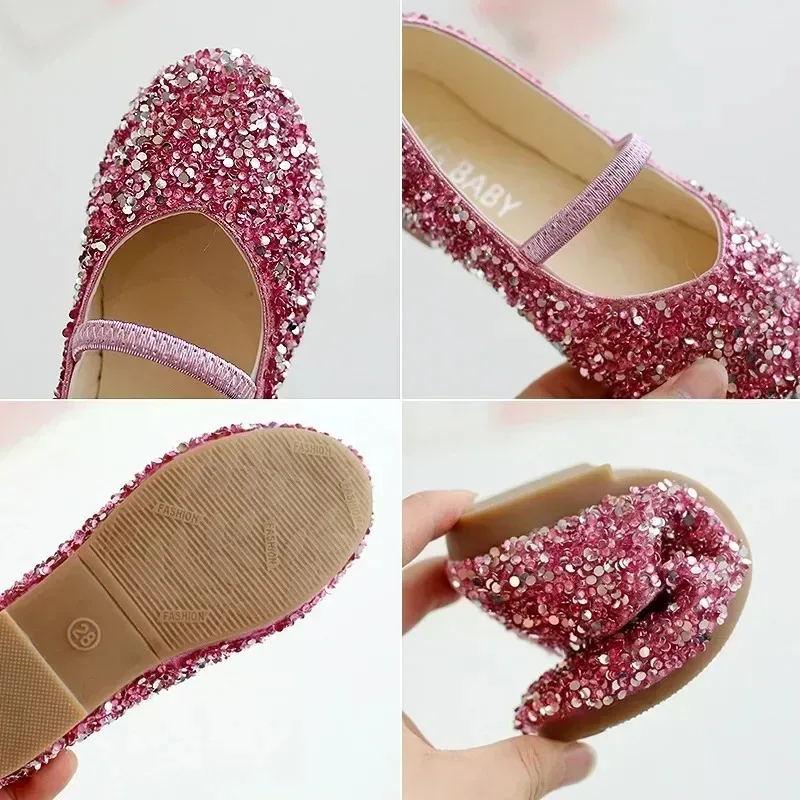 2025 Frühling 1 bis 12 Jahre alte Mädchen-Kleiderschuhe Beauty Pointed Toe Teen Girl Lederschuhe Bling Princess Hochzeitsschuhe – Detail 26