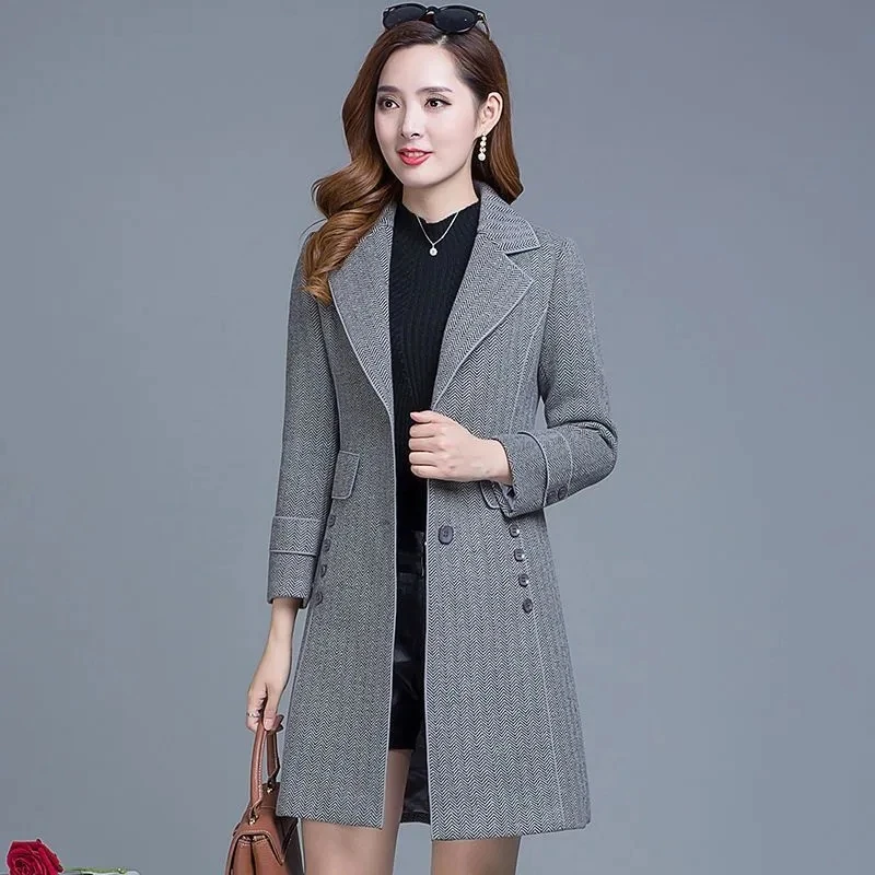 

Spring Slim Woolen Coat Women's Mid-Length 2022 Autumn And Winter New Korean Middle-Sged Woolen Coat Women Jackets High Quality