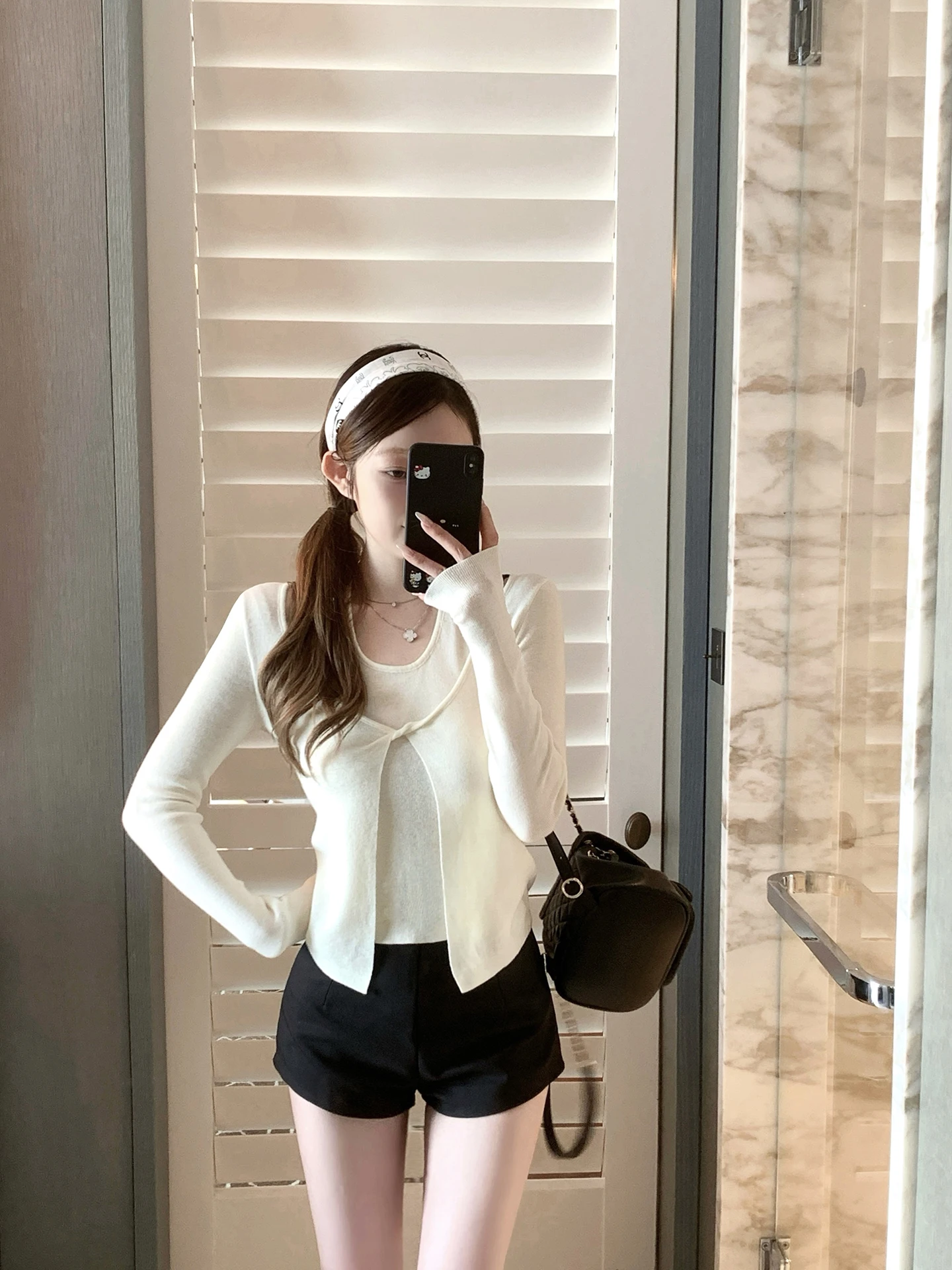 

Spring New Design Knotted Fake Two-Piece Knitwear Women's Wool Sweater Casual Slim Fit Long Sve round Ne Top