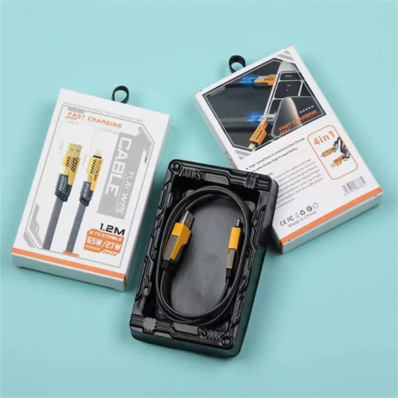 Mecha Data Cable Four-in-one Super Fast Charging PD27W Charging Dual Type-c65W Fast Charging Cable Multi-function ExtensionCable