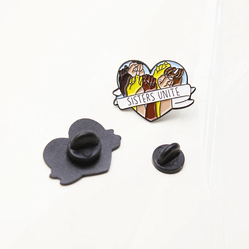 Pin Emaille Pins bester Freund Banner Metalls chmuck Geschenk Schwestern vereinen Kiefern herzförmige Kraft alle Rassen vereinen