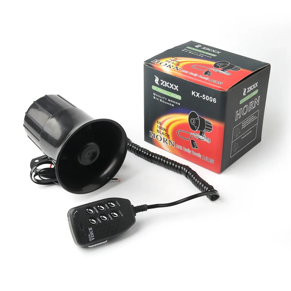 

Siren Speaker Air Horn 125DB Loud 6 Sounds Alarm Claxon 12V for Auto Car Motorcycle Boat Megaphone with MIC Digital Voice LB001