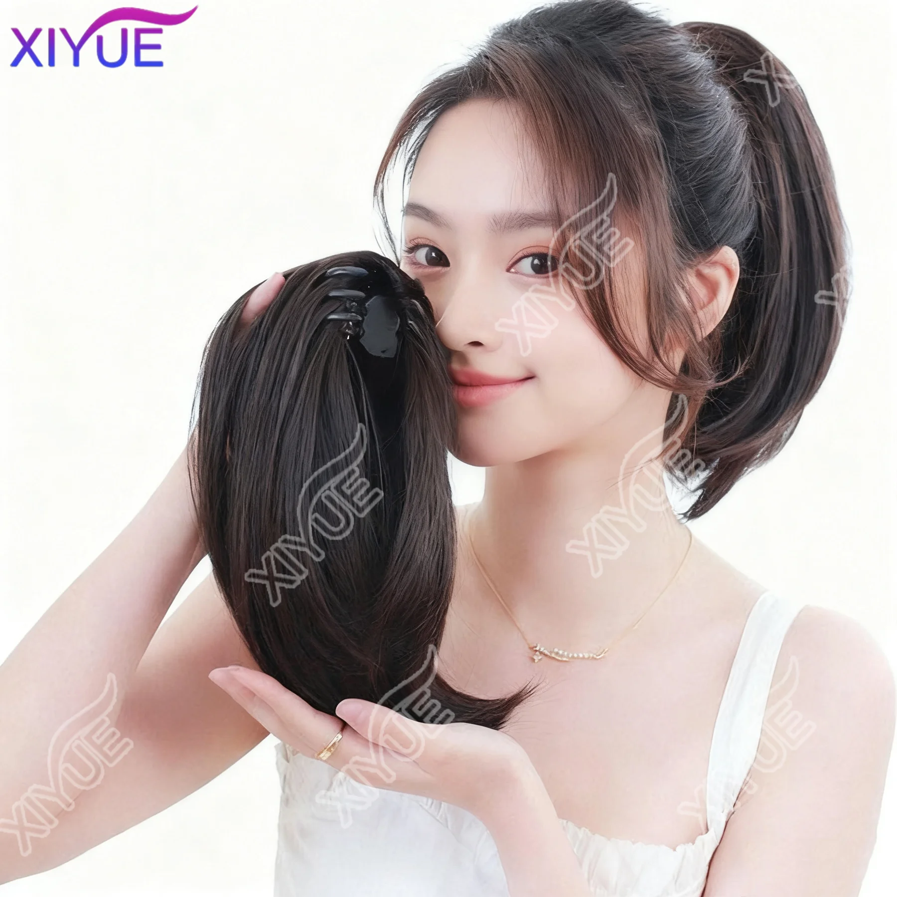 

XY Синтетические 30 см короткие прямые парики на клипсе для женщин, натуральные пушистые, слегка деформированные, искусственный хвост, наращивание волос