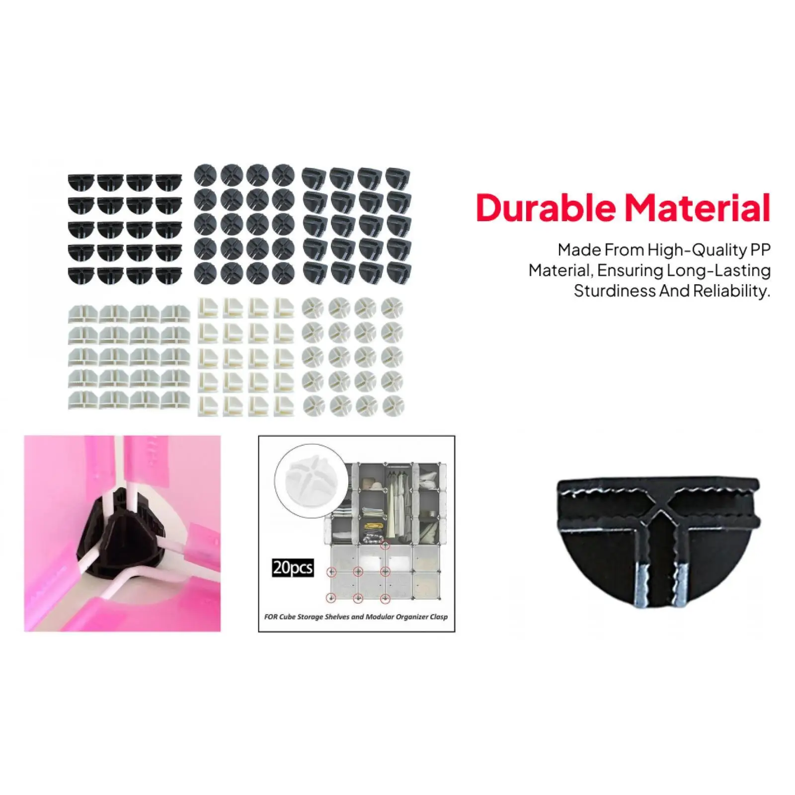 Multi Shape Grid Connectors Assembly Wire Cube Buckle Storage Organizer for Closet Drawer Cabinets