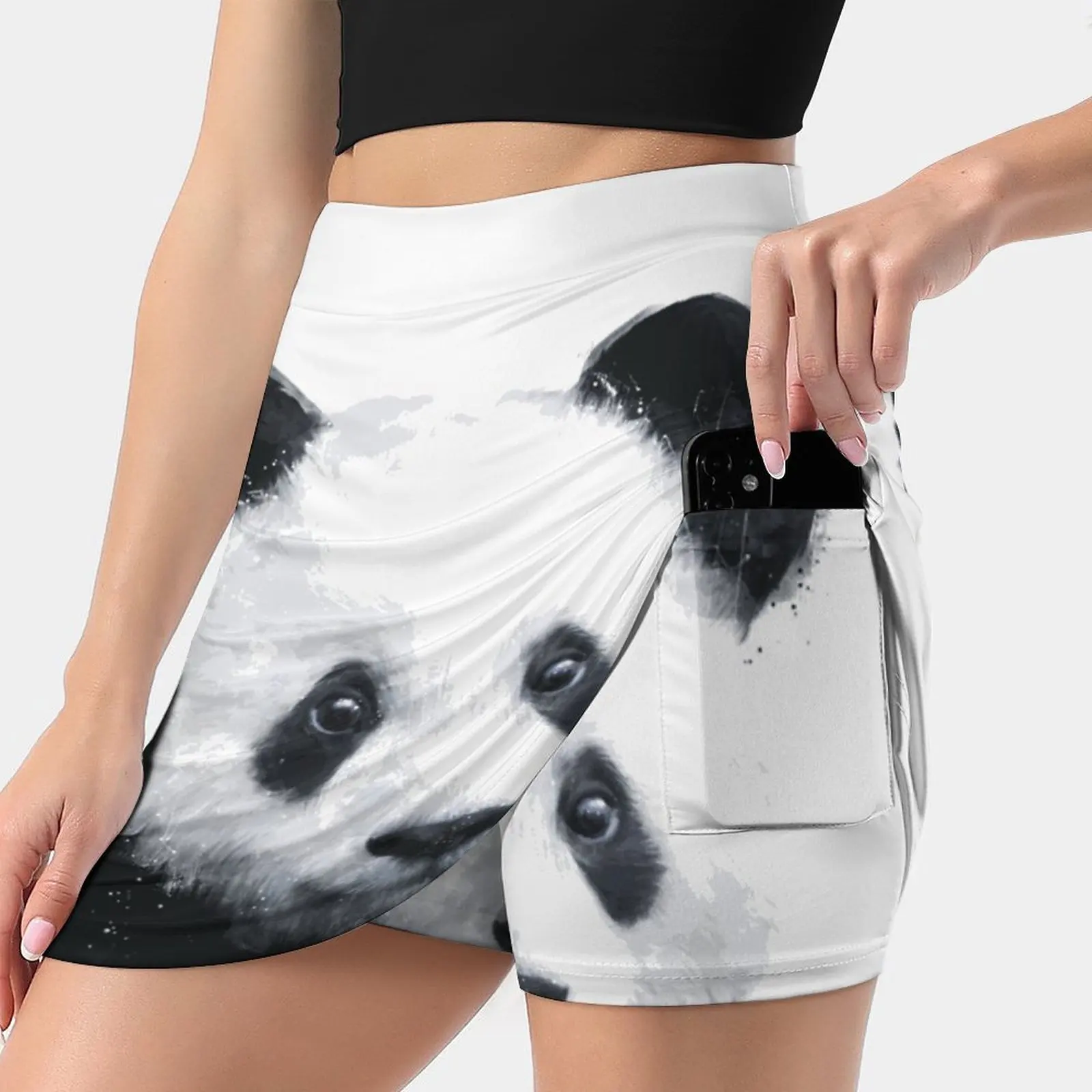 Little Panda Trending Fashion Skirt Summer Printed Women Sport Skirts Double-Layer Athletic Panda Bear Wildlife Fauna Animals