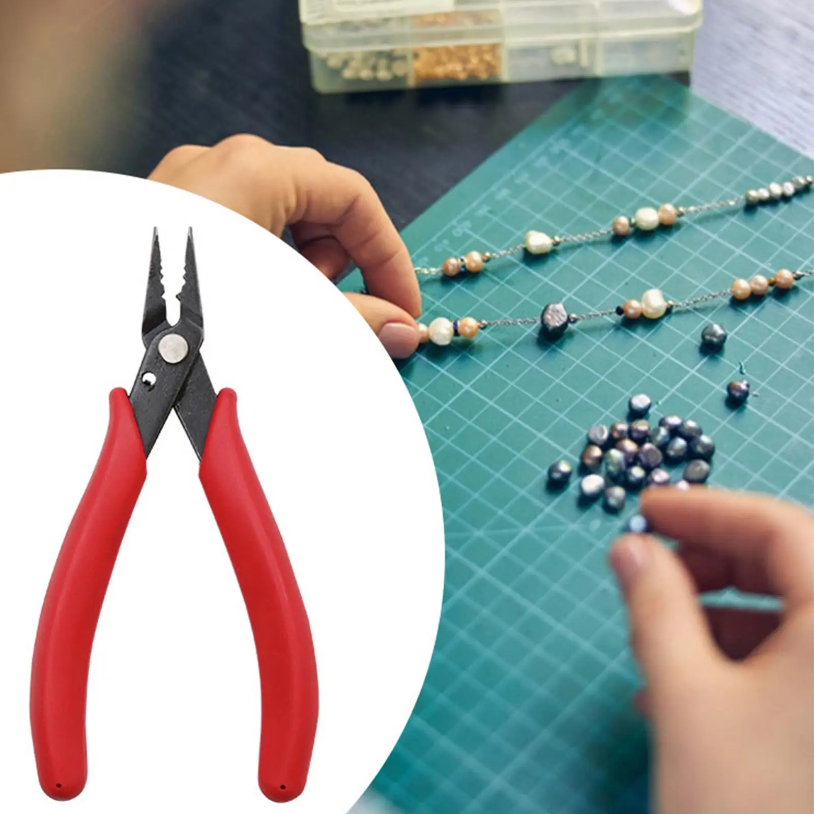 Bead Crimping Pliers 14cm flat Pliers DIY Bead Crimping Tool Cutting Pliers for Bracelet Beading Crafting Necklace Earring