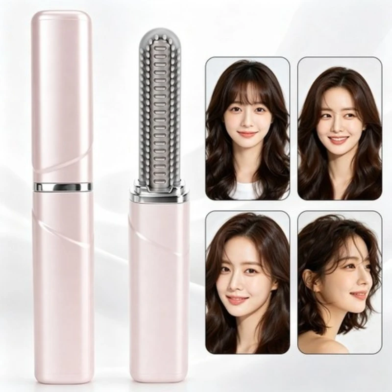 USB Charging Bangs Comb Mini Straight Hair Comb Wireless Charging Portable Curling Iron Portable Styling Electric Comb