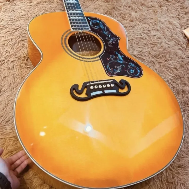 6 String in Stock New Arrival 42# SJ200 Acoustic Electric Guitar Sunset Camping Tools,Bone Nut/Saddle J200 in Cherry Sunburst