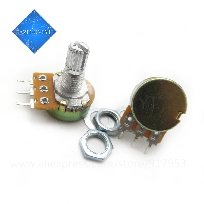 5pcs/lot WH148 15mm Shaft Amplifier Dual Stereo Potentiometer B1K B2K B5K B10K B20K B50K B100K B500K 3Pin 1K 2K 5K 10K 50K 100K