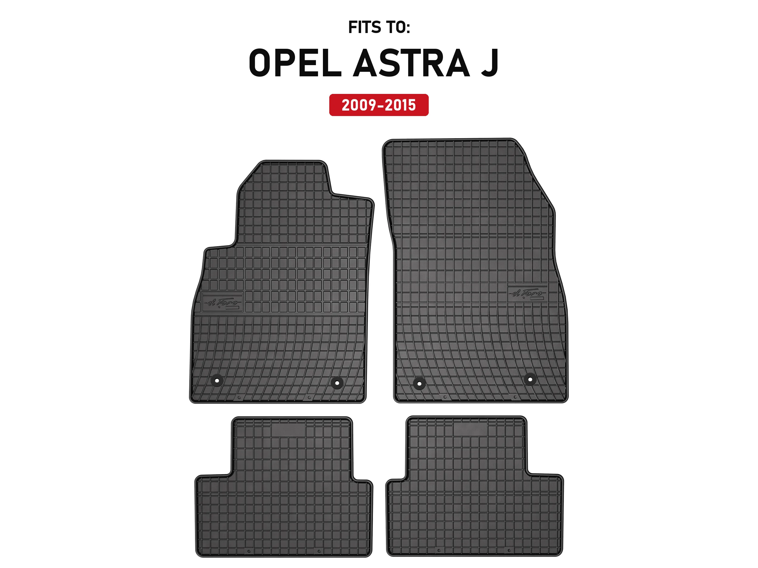 Zwarte rubberen automatten voor: Opel Astra J 2009-2015