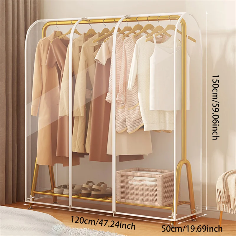 PEVA Clothes Dust Cover Fabric Case Suit Cover For Home Hanging-type Coat Storage Bag Wardrobe Hanger Transparent Organizer 2024