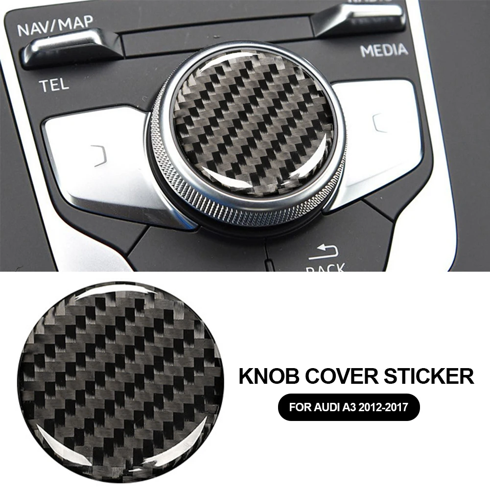 Carbon Fiber Car Control Knob Panel Decorative Covers Accessories Car Styling Trim Stickers Protector For Audi A3 2012-2017