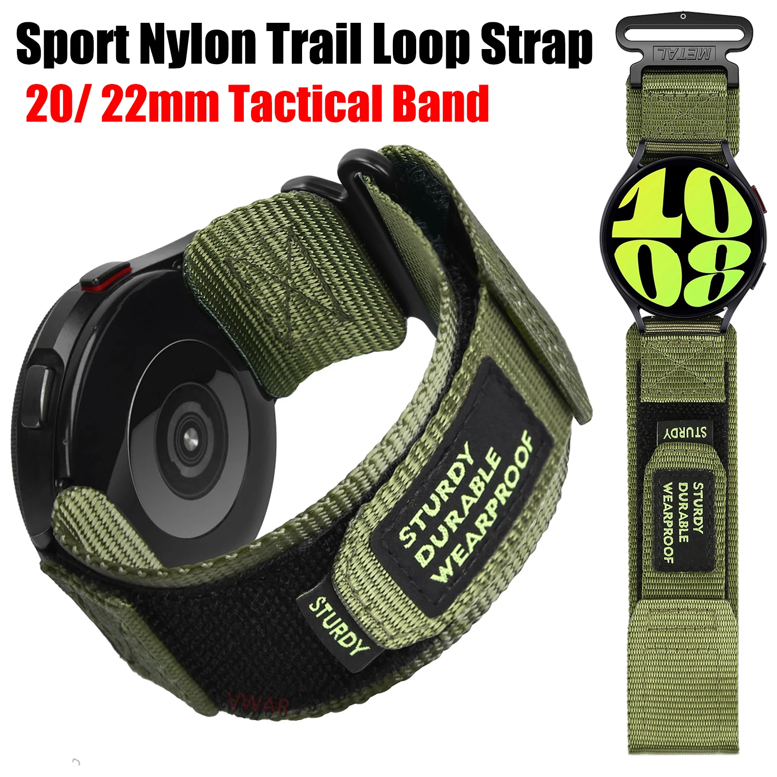 Sport Nylon Loop Strap 20mm for Samsung Galaxy Watch 6 4 Classic 5 Pro 22mm Watch Band for Huawei GT4 46mm GT3 Garmin Amazfit