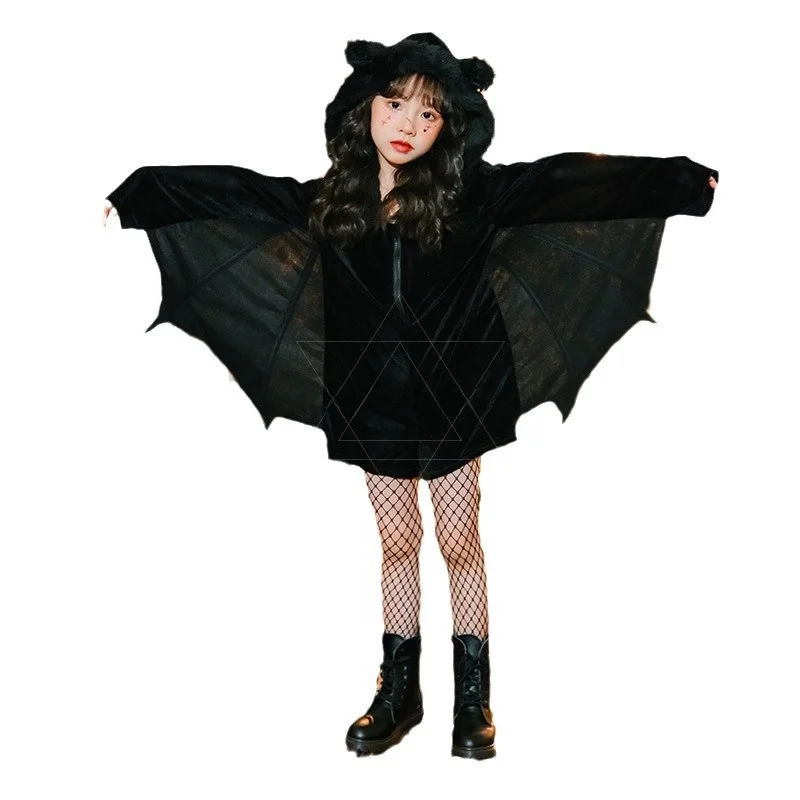 Kostium Diabła Nietoperza na Halloween, Strój Diabła Horror, Kostium Sceniczny Etniczny Damski, Chiński Producent, Jesień 2024