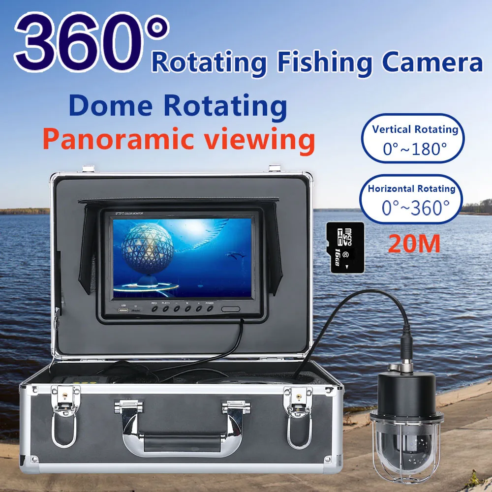 9 Inch 20M 360 Degree Dome Rotating Panoramic viewing Underwater Fishing   With DVR Recorder for ice fishing