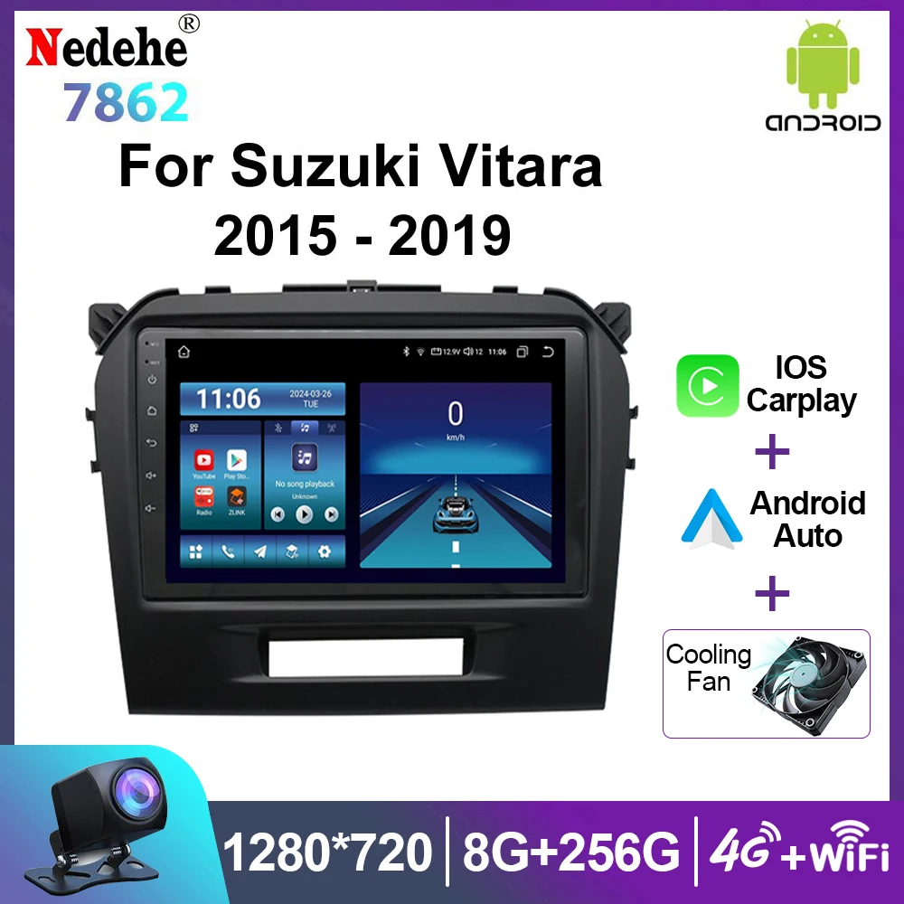 Android 14 Carplay Auto For Suzuki Vitara 2015- 2019 Car Radio Stereo Multimedia Video Player Navigation GPS Bluetooth Wifi DSP