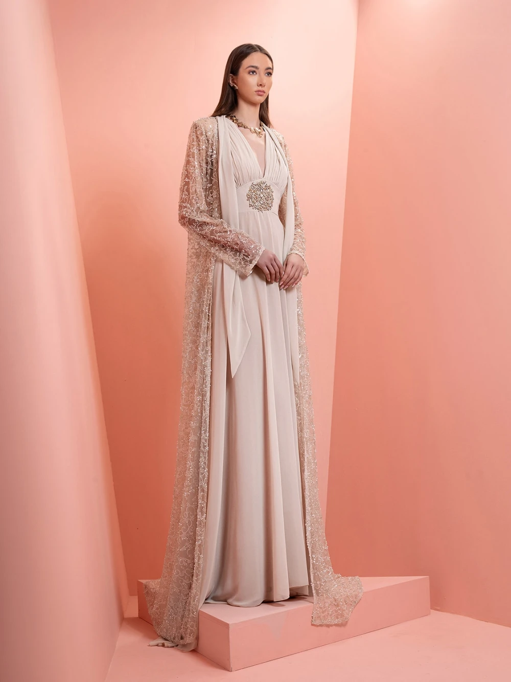 Shiny Embroidery Beaded Chiffon Long Evening Dress New Elegant V-neck Mother Of The Bride Dresses For Wedding Customzied Gown