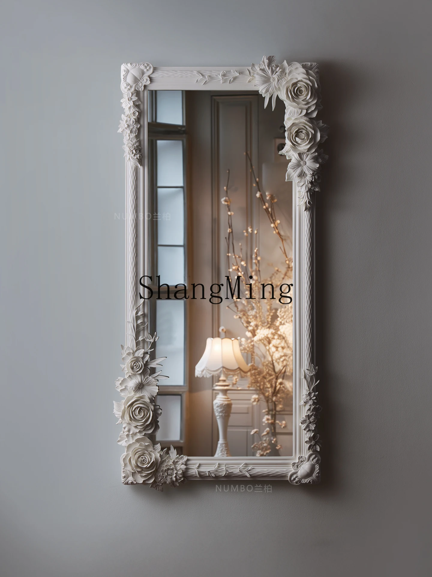 

FG bedroom cloakroom wall mounted full-length mirror vintage carved chest mirror villa living room entrance floor mirror