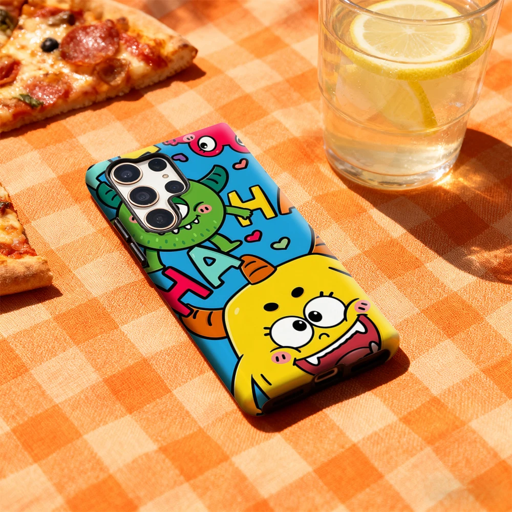 Funda de teléfono Cheeky Monster HA HA Party para Samsung Galaxy S25 Ultra S24 S23 Ultra Plus, funda trasera brillante de doble capa