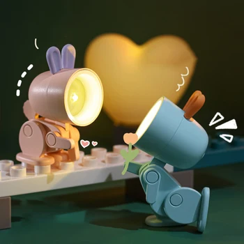 Kreskówka składana lampa stołowa LED lampka nocna Mini zwierzak słodka lampka do pokoju dziecięcego nocna sypialnia wystrój salonu zabawna prezent dla studentów