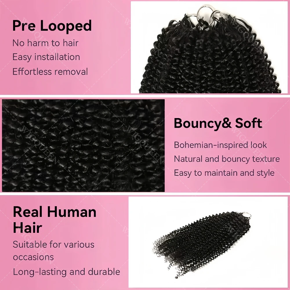 ترقية 10A اللوالب الصغيرة مجعد غير مرئية الكروشيه الشعر التمديد شعر الإنسان ريشة الكروشيه وصلة إطالة شعر طبيعي مع سلسلة