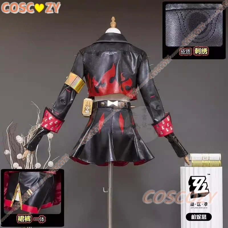 Customed Zenless Zone Zero Burnice White Cosplay Costume Wig Halloween Party Glasses Woman Comic-Con Disguise Top Skirt Set