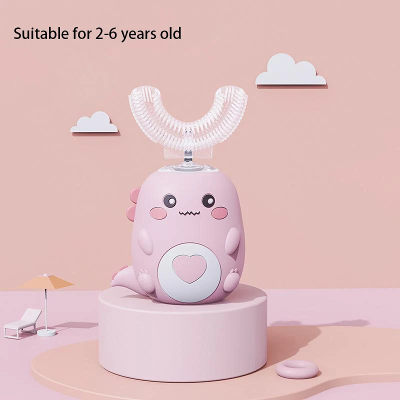 U-vormige elektrische tandenborstel voor kinderen 360 graden slimme cartoon siliconen tandenborstel voor kinderen Automatische oplaadbare sonische tandenborstel