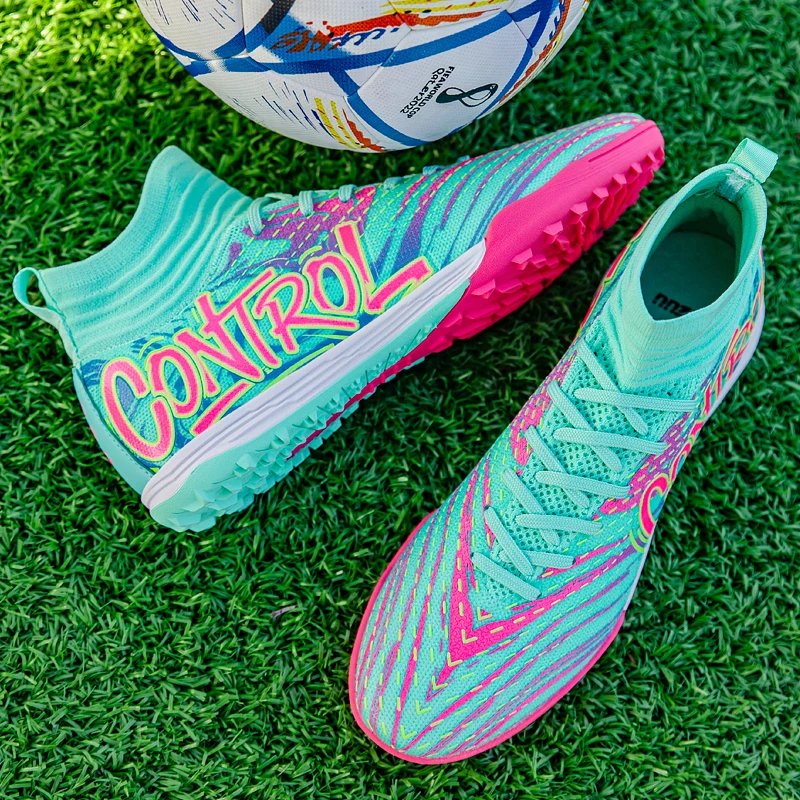 

Mens Football Shoes Anti Slip TF Grass Competition Training High-Top Comfort Five-a-side Football Boots