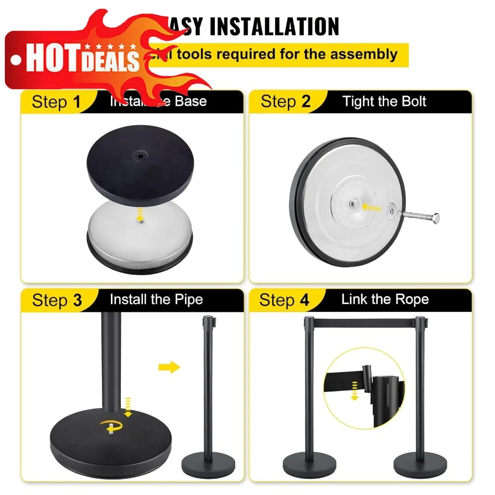 

Бестселлер, 6 шт., стойки для контроля толпы с выдвижными ремнями, прочное основание для управления очередью