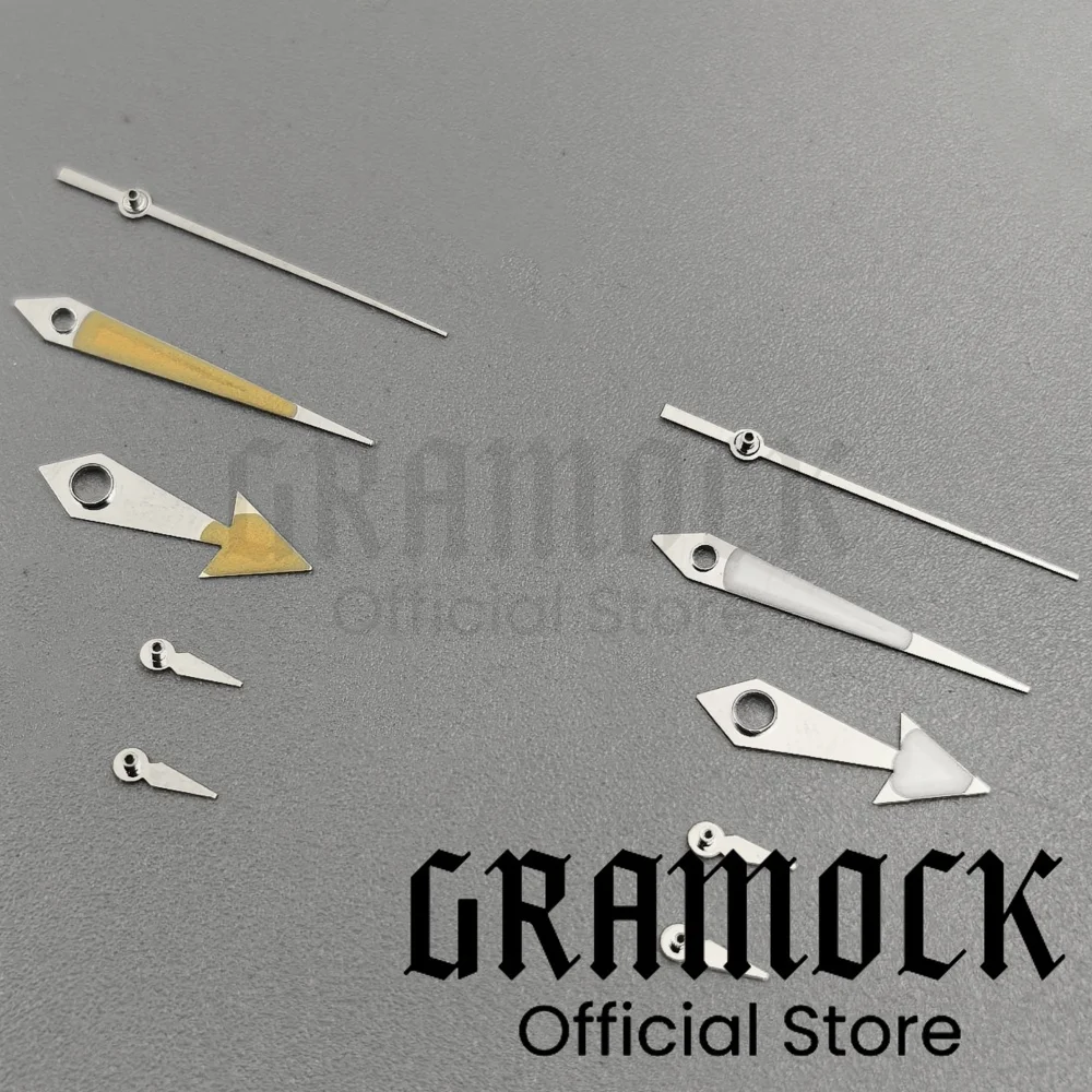 Gramock VK64 Sterile Broad Arrow Watch 5-Hands Quartz Fit VK63 VK64 Movement Silver Beige Watch Pointer Accessories Replacement