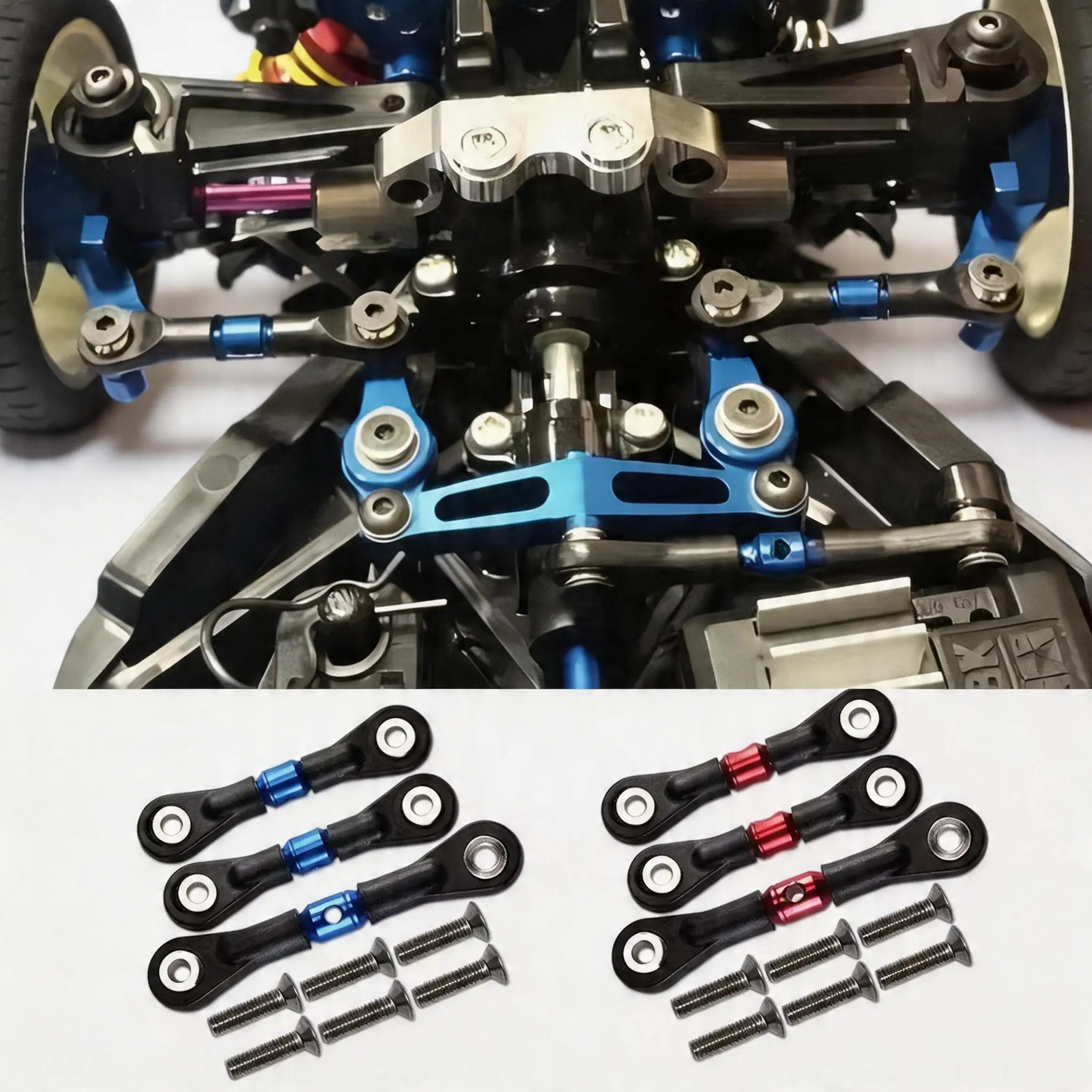 

Tamiya TT-02 TT-02T Steering Link Rod Set 3Pcs Servo Rod Replacement Upgrade Parts for 1/10 RC Car Aluminum CNC Hop-Up