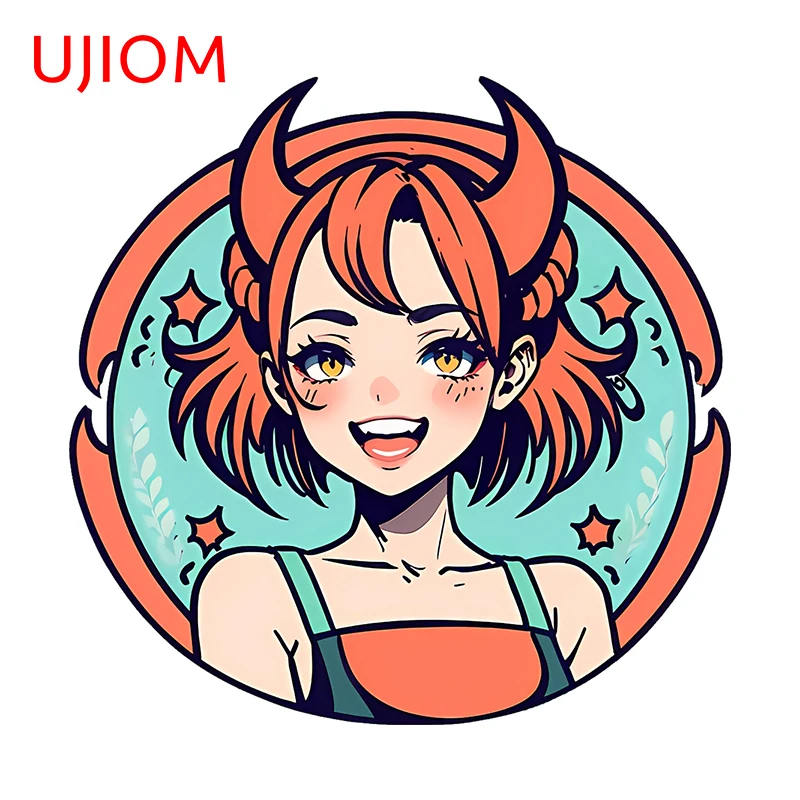 UJIOM Lovely Demon Girl Wall Sticker Cartoon Amusing Graffiti Living Room Decal Suitable For Smooth Surfaces Wallpaper Decor