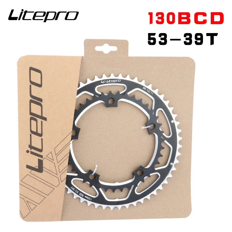 Litepro130BCD Bicycle Chainring Double Disc 53-39T for Road Bike Crankset Compatible 9/10/11Speed Folding Bike Chain Wheel