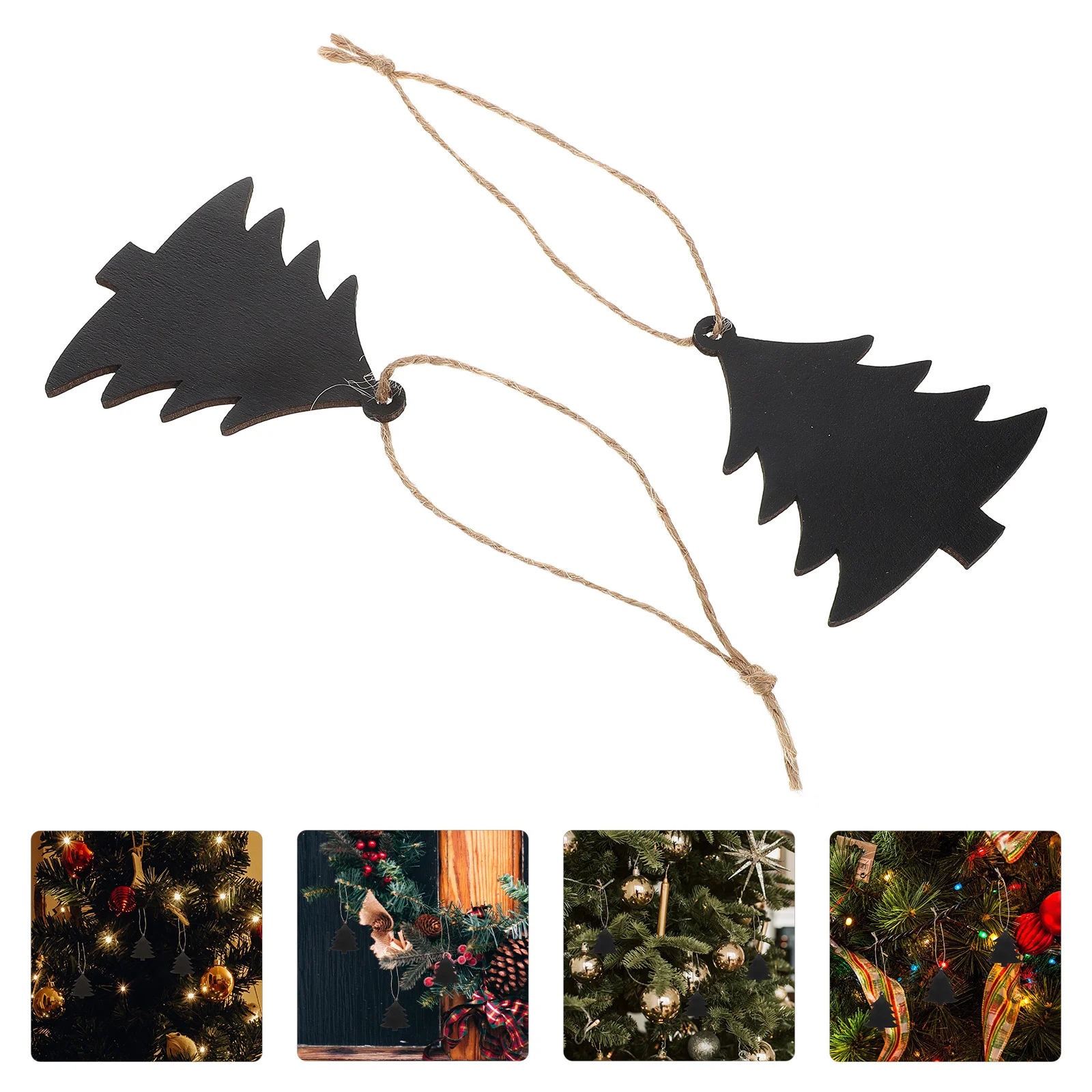 

10Pcs Mini Wooden Blackboard Tags Double-Sided Christmas Chalkboard Hanging Labels DIY Holiday Decoration Signs