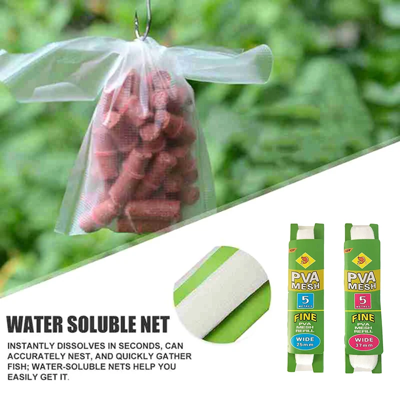 PVA Mesh Water Soluble Refill Rig Baits Wrap Bag Fishing Mesh Net Environmental Crap Fishing Feeder Portable  Trap Lure Meshes