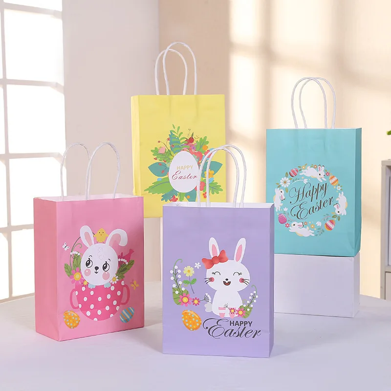 

Easter Party Tote Bag Bunny Festival Gift Bag Shopping Mall Shopping Bag Colorful Egg Kraft Paper