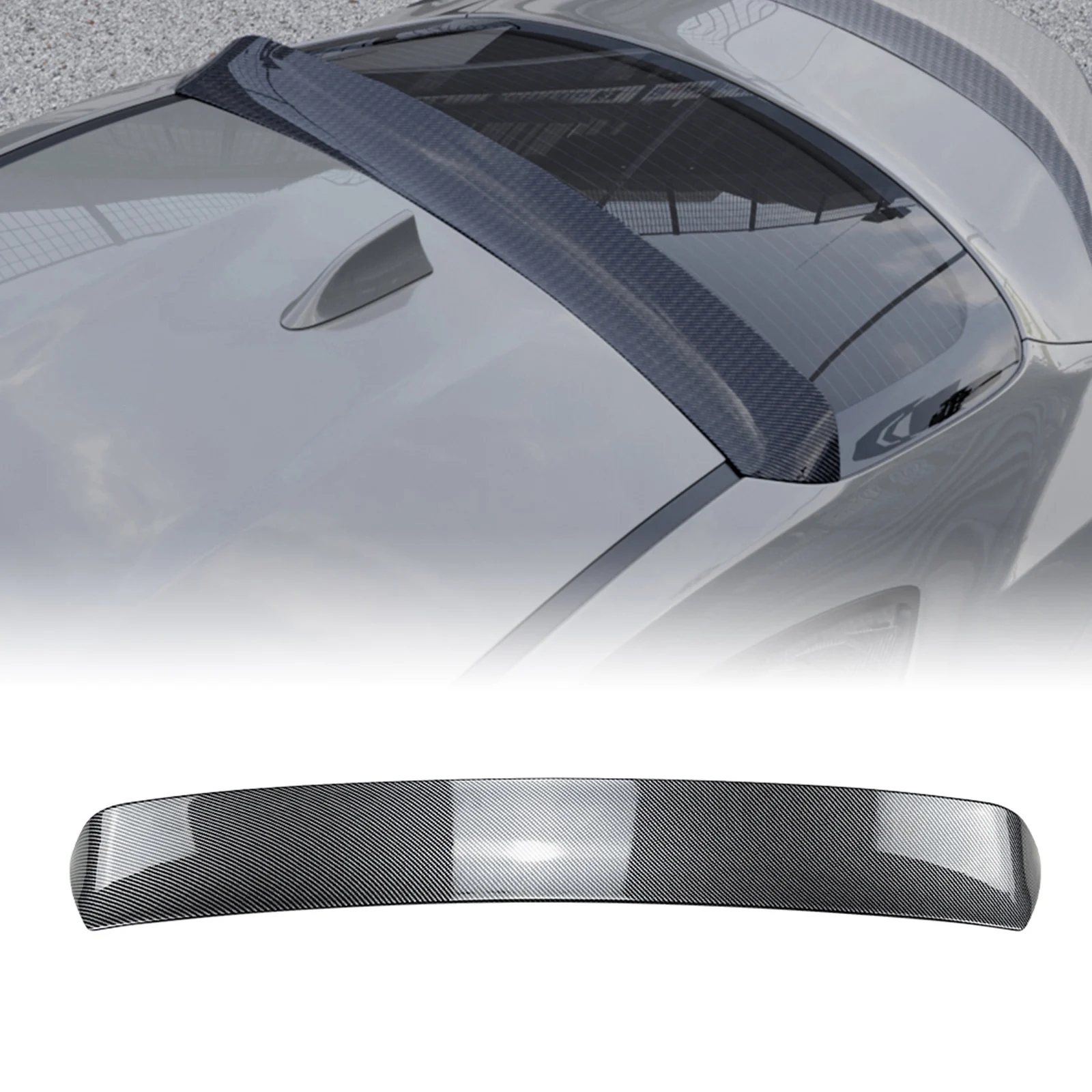 

Rear Roof Spoiler Wing For Toyota GR86 Subaru BRZ 2022-2024 Coupe 2-Door Carbon Fiber Look/Gloss Black Tail Upper Splitter Lip