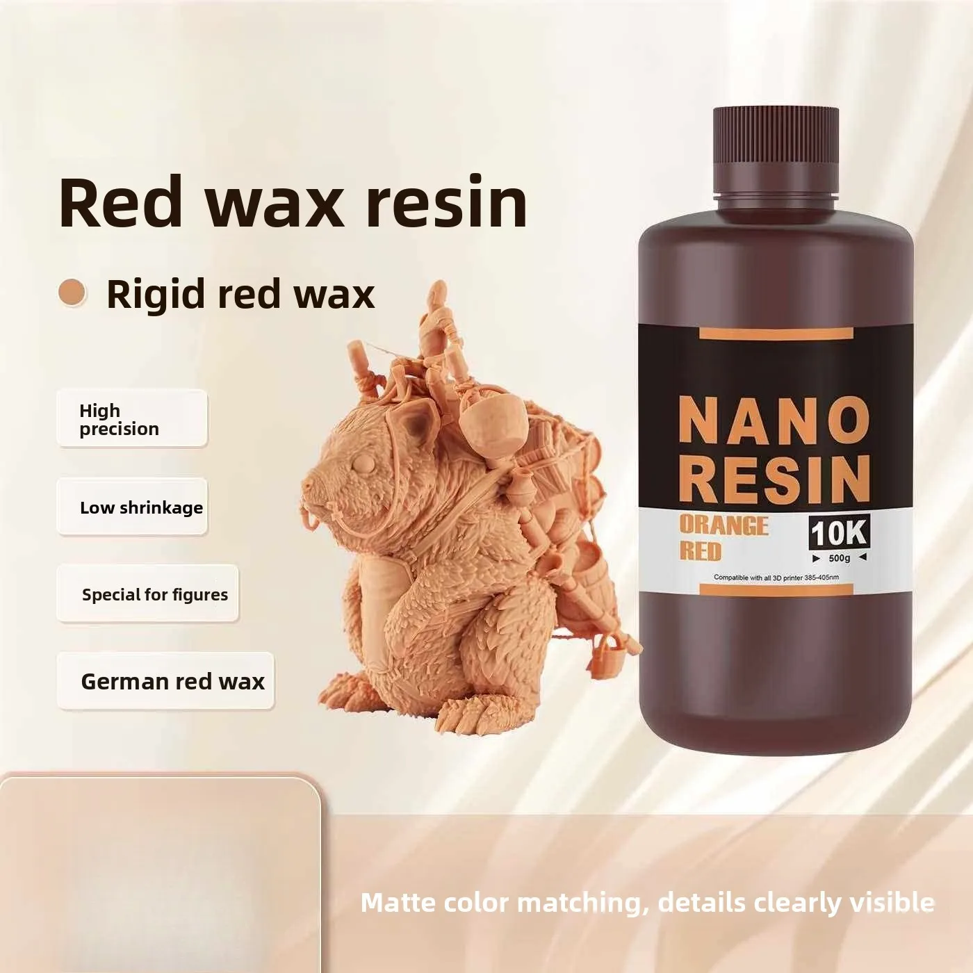 1KG Matte Red Wax Photopolymer Resin Fine Detail Model Material for LCD DLP 3D Printers