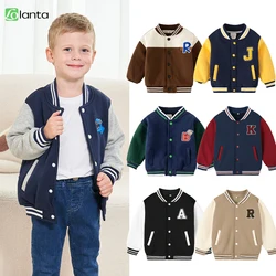 LOlanta Baseball Jacket for Kids School Boys Coat Fall Winter Fleece Windbreaker Vintage Outerwear 2-9 Years