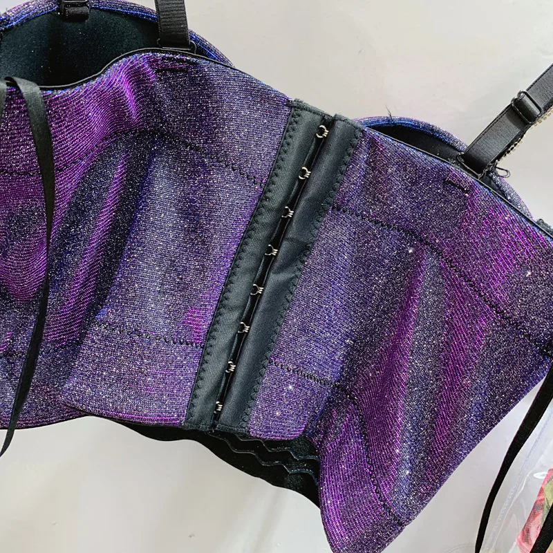 ملهى ليلي تألق بلينغ حفلة تانك القمم النساء الماس شرابة الديكور بروتيل مثير عارية الذراعين سليم اقتصاص حمالات الصدر Y3058