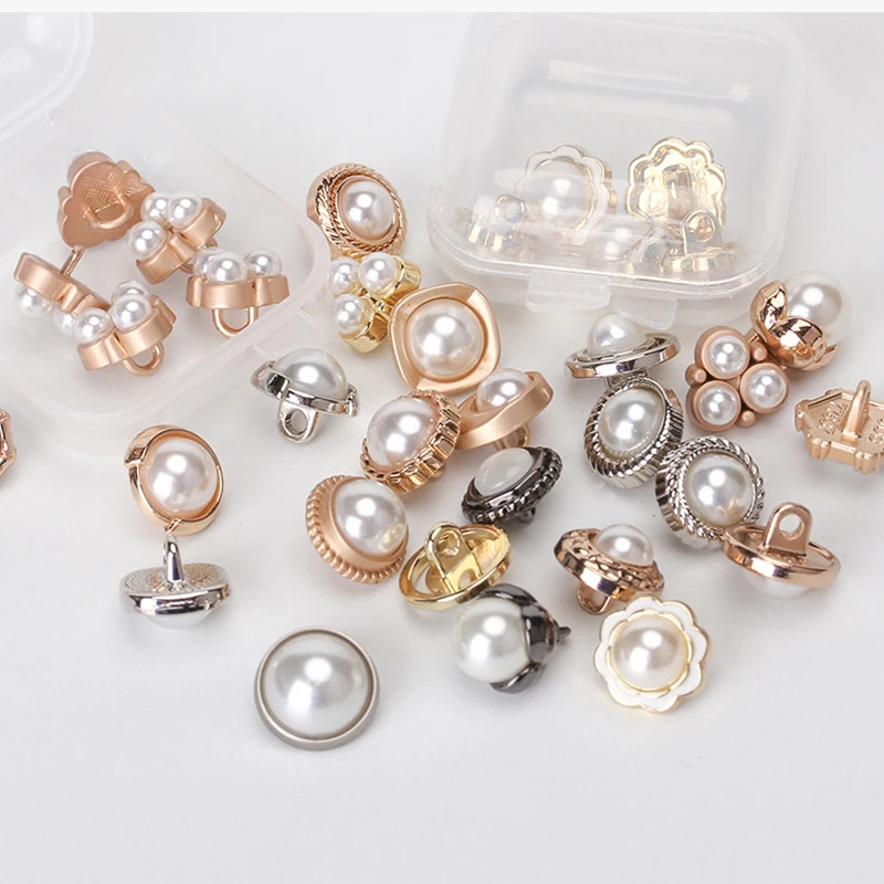 10pcs 11mm Round pearl buttons for cc clothing, Shirts, sweaters, cardigans, Blouse,Luxury metal button DIY sewing accessories