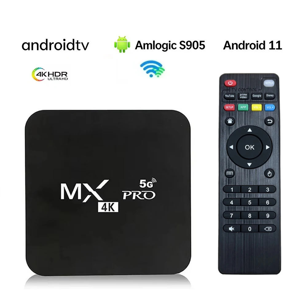 

New MX Pro Amlogic S905 Android 11 Smart TV Box 4G WiFi Original 4K HDR+ Media Player 8GB TV Set Top Box IPTV