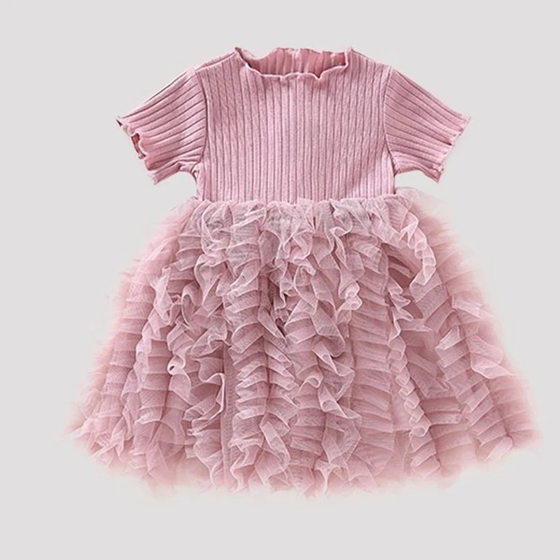 Summer New Children\'s Clothing Dress Princess Gauze Dress Girl\'s Fluffy Patchwork Cake Dress Fashionable and Cute Dress